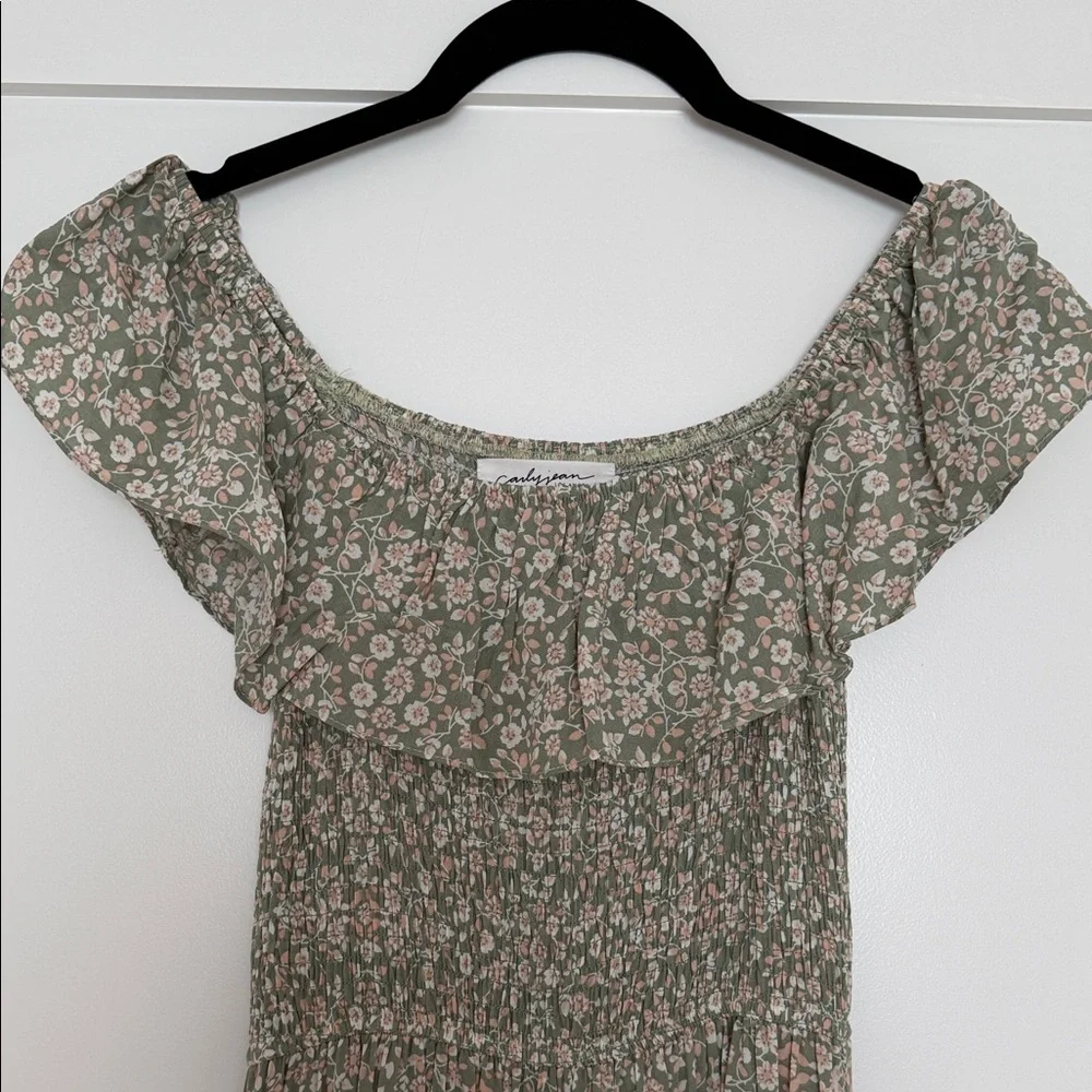 Carly Jean Los Angeles Floral Midi Dress in Green - Picture 2 of 2